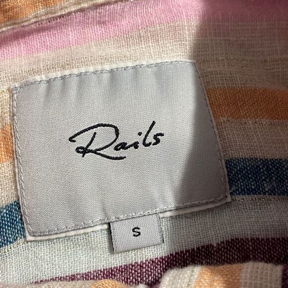 Rails Amelie Button Down in Avilla Stripe Pink, Blue, Orange Size Small - Picture 5 of 10